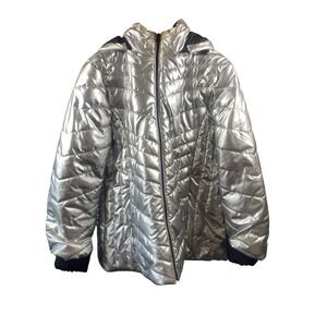Xersion Jacket Womens Large Metallic Puffer Coat Lifestyle Outdoors Hooded
